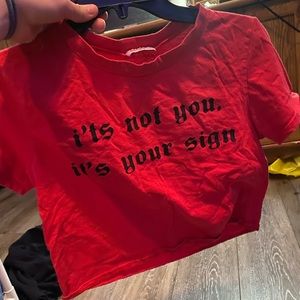Red crop top shirt like new condition